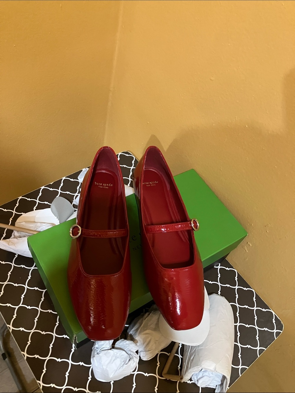 kate spade Dark Scarlet Patent Halo Mary Jane Flats - Picture 7 of 7